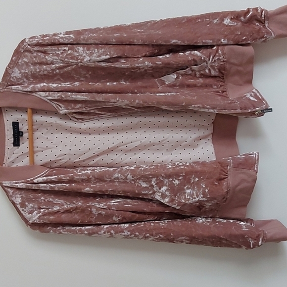 Anthropologie Sanctuary Pink Crushed Velour Bomber Jacket Size S - Picture 5 of 6